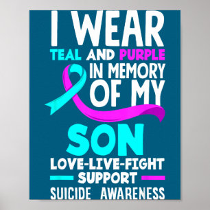 Teal & Purple In Memory Of My Son Suicide Prev Poster