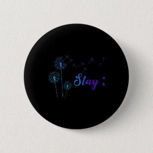Teal & Purple Ribbon Dandelion Suicide Prevent 6 Cm Round Badge