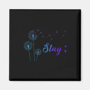 Teal &amp; Purple Ribbon Dandelion Suicide Prevent Magnet