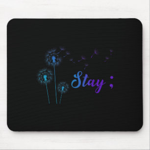 Teal & Purple Ribbon Dandelion Suicide Prevent Mouse Pad