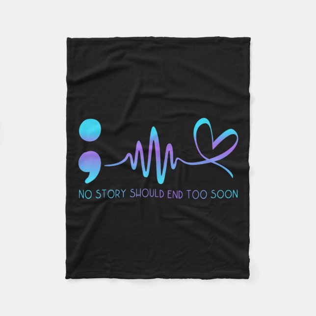 Teal &amp; Purple Semicolon Suicide Prevention Awa Fleece Blanket (Front)