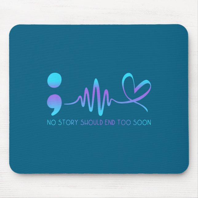 Teal &amp; Purple Semicolon Suicide Prevention Awa Mouse Pad (Front)