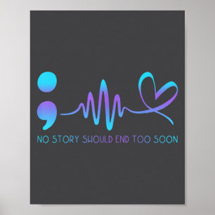 Teal &amp; Purple Semicolon Suicide Prevention Awa Poster