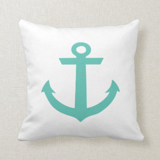 Teal Anchor Pillow