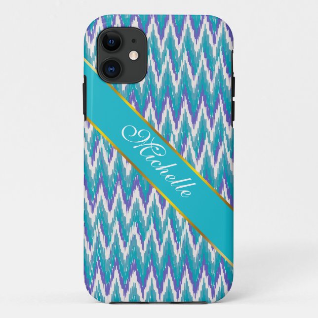 Teal and Amethyst iKat ZigZag pattern Case-Mate iPhone Case (Back)
