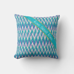 Teal and Amethyst iKat ZigZag pattern Cushion