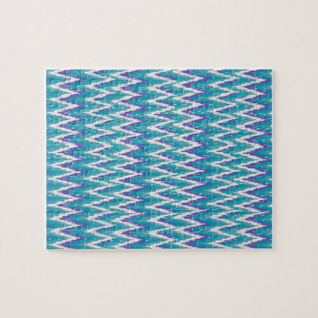 Teal and Amethyst iKat ZigZag pattern Jigsaw Puzzle (Horizontal)