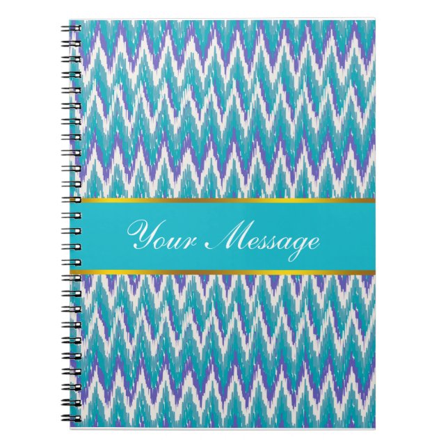 Teal and Amethyst iKat ZigZag pattern Notebook (Front)