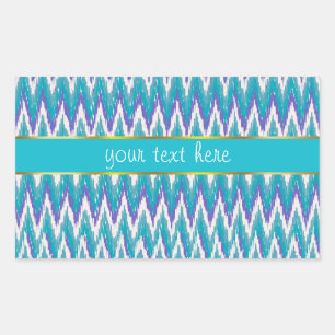 Teal and Amethyst iKat ZigZag pattern Rectangular Sticker