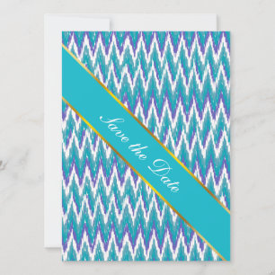Teal and Amethyst iKat ZigZag pattern Save The Date