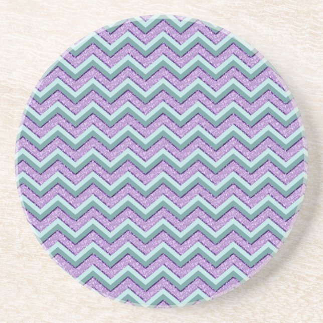 Teal and Amethyst ZigZag Coaster (Front)