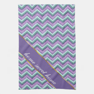 Teal and Amethyst ZigZag Tea Towel
