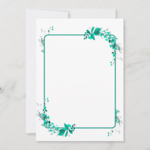Teal and aqua leaf cascade motif blank invitation