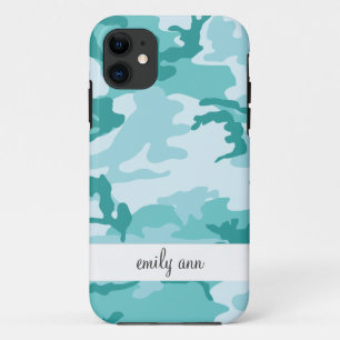 Teal and Aquamarine Urban Camoflage Pattern iPhone 11 Case