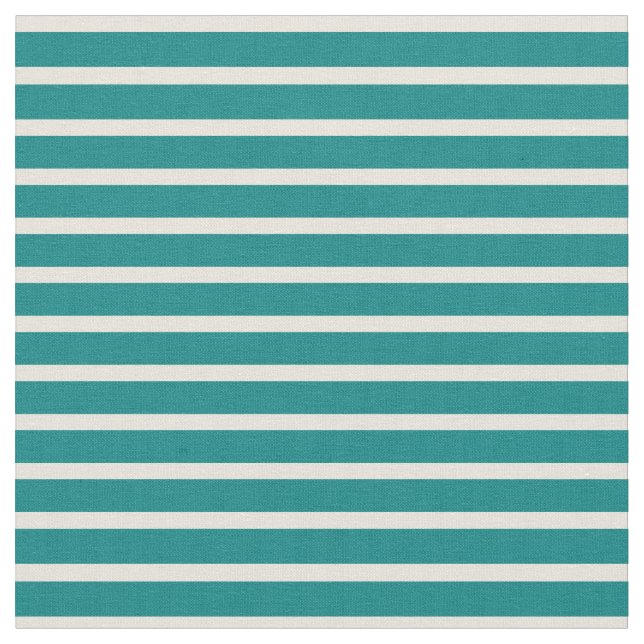 Teal and Beige Coloured Stripes/Lines Pattern Fabric (Close Up)