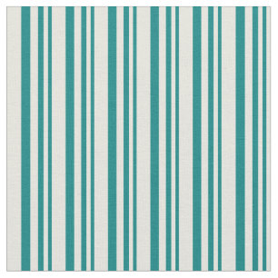 Teal and Beige Lined Pattern Fabric