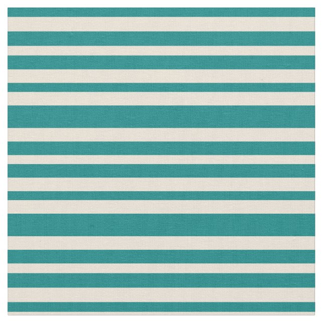 Teal and Bisque Pattern of Stripes Fabric (Close Up)