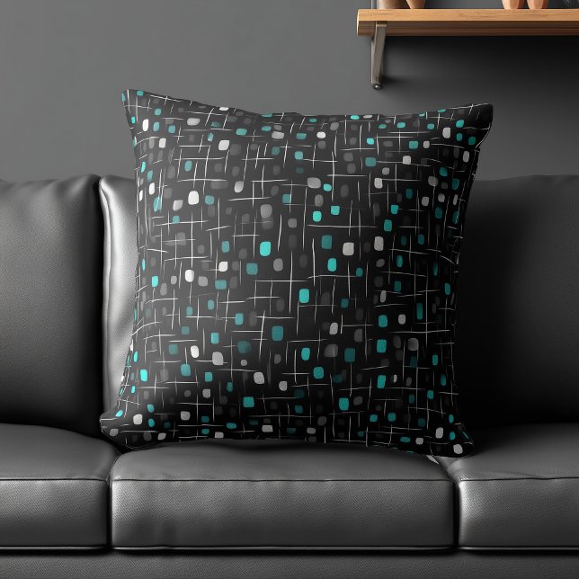 Teal and Black Abstract Pattern Cushion (Creator Uploaded)