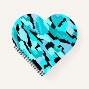 Teal and Black Abstract Print  Notebook