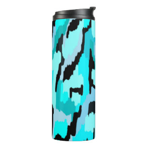 Teal and Black Abstract Print Thermal Tumbler