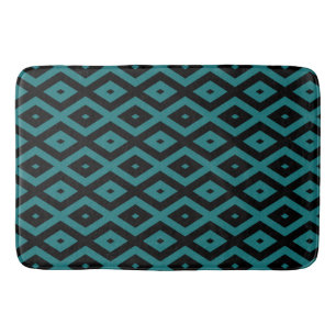 Teal and black diamond pattern bath mat
