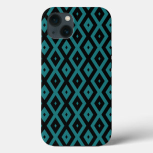 Teal and black diamond pattern Case-Mate iPhone ca 13 Case