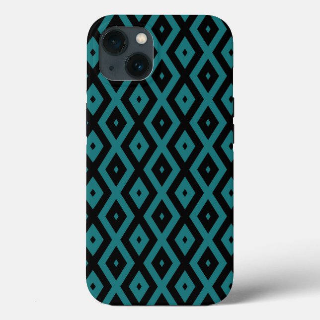 Teal and black diamond pattern Case-Mate iPhone ca Case (Back)