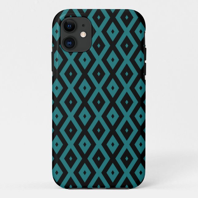 Teal and black diamond pattern Case-Mate iPhone case (Back)