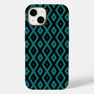 Teal and black diamond pattern Case-Mate iPhone 14 case