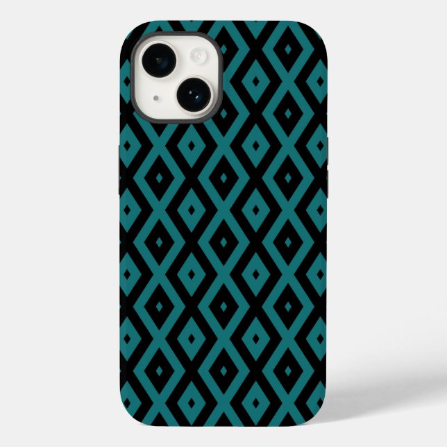 Teal and black diamond pattern Case-Mate iPhone case (Back)