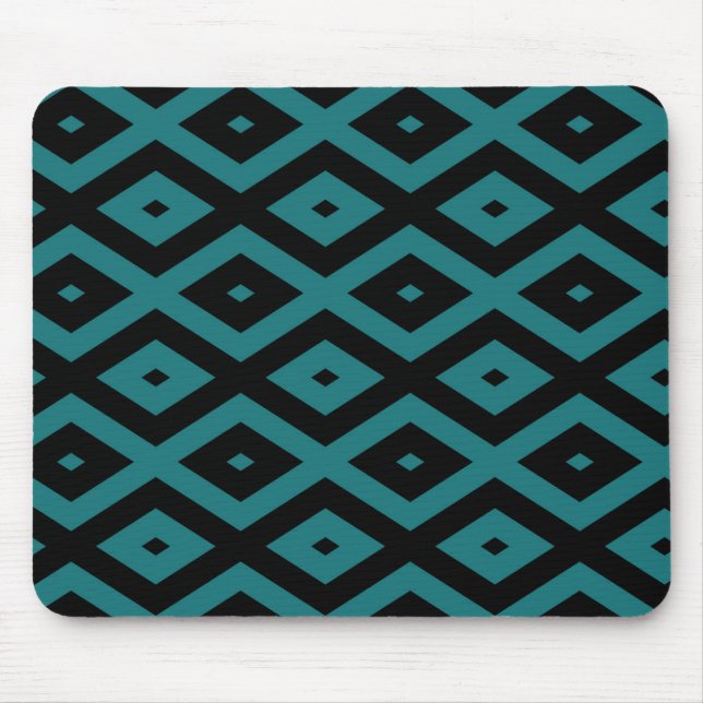 Teal and black diamond pattern mouse pad (Front)