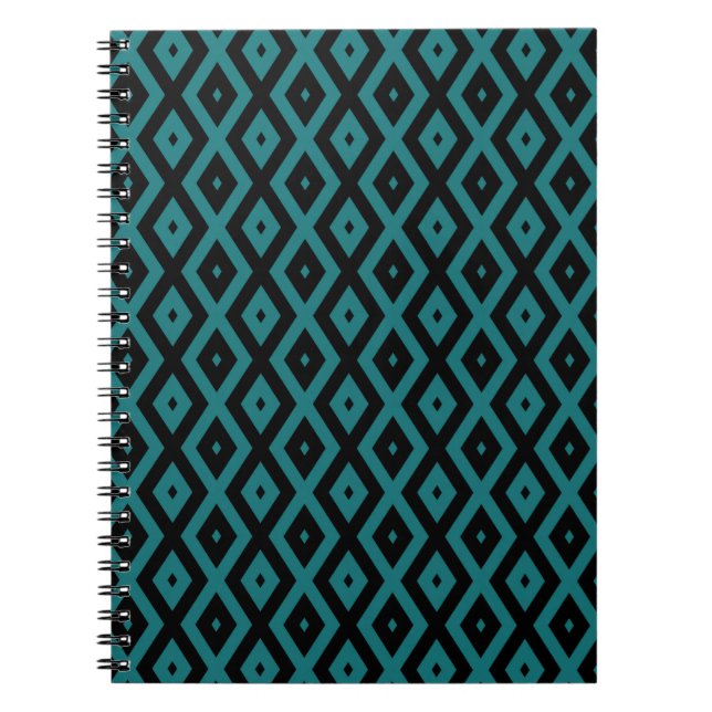 Teal and black diamond pattern notebook (Front)