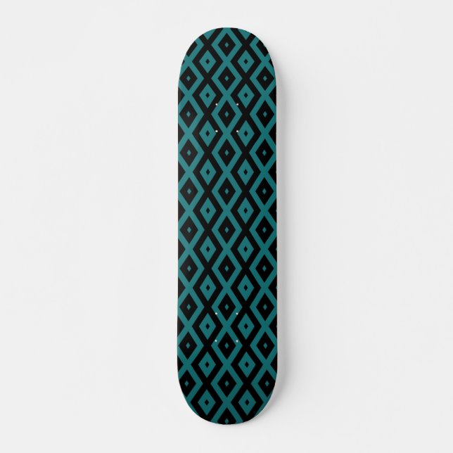 Teal and black diamond pattern skateboard (Front)