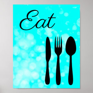 Teal and Black Eat Sign for Kitchen