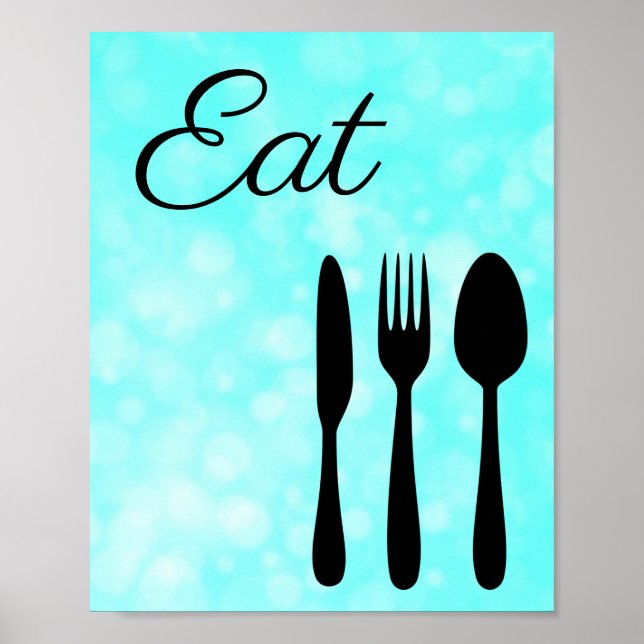 Teal and Black Eat Sign for Kitchen (Front)