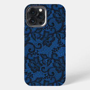 Teal And Black Faux Lace iPhone 13 Pro Max Case