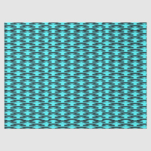 Teal and black geometric patterned tissue paper