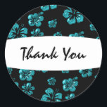 Teal and Black Hibiscus Flower Floral Sticker<br><div class="desc">Teal and Black Hibiscus Flower Floral Sticker. Customise with any text.</div>