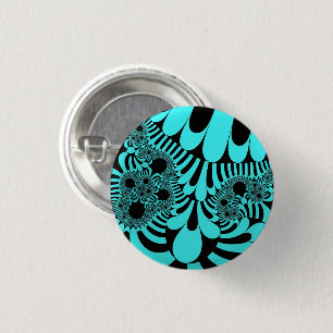 Teal and Black Mod 3 Cm Round Badge