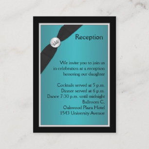 Teal and Black Quinceanera Reception Card