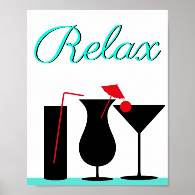 Teal and Black Relax Sign for Kitchen (Front)