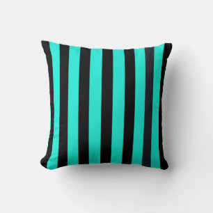 Teal and black stripe throw pillow