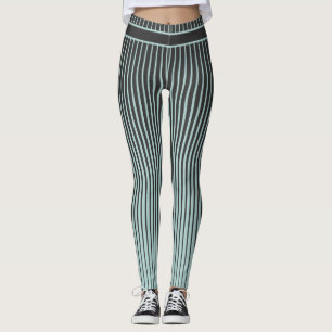 Teal and Black Striped Leggings