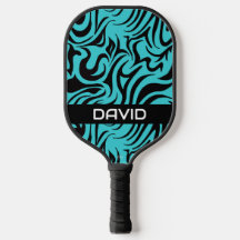 Teal and Black Swirl Pickleball Paddle