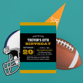 Teal and Black Team Birthday Invitation