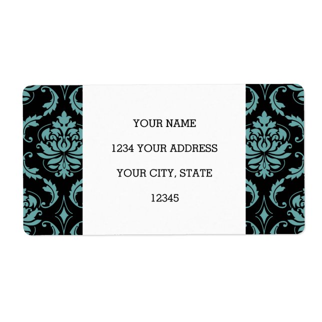 Teal and Black Vintage Damask Pattern (Front)