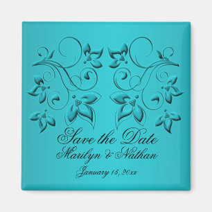 Teal and Black Wedding Favour Magnet