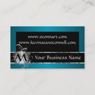 Teal and black with monogram business card