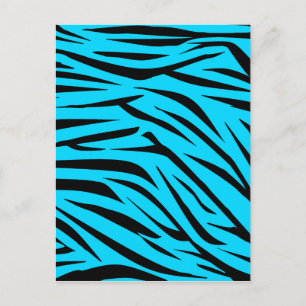 Teal and Black Zebra Stripes Postcard