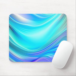 Teal and Blue Abstract Ai Art Silky Satin Rolls Mouse Pad